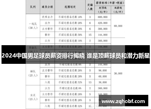 2024中国男足球员薪资排行揭晓 谁是顶薪球员和潜力新星